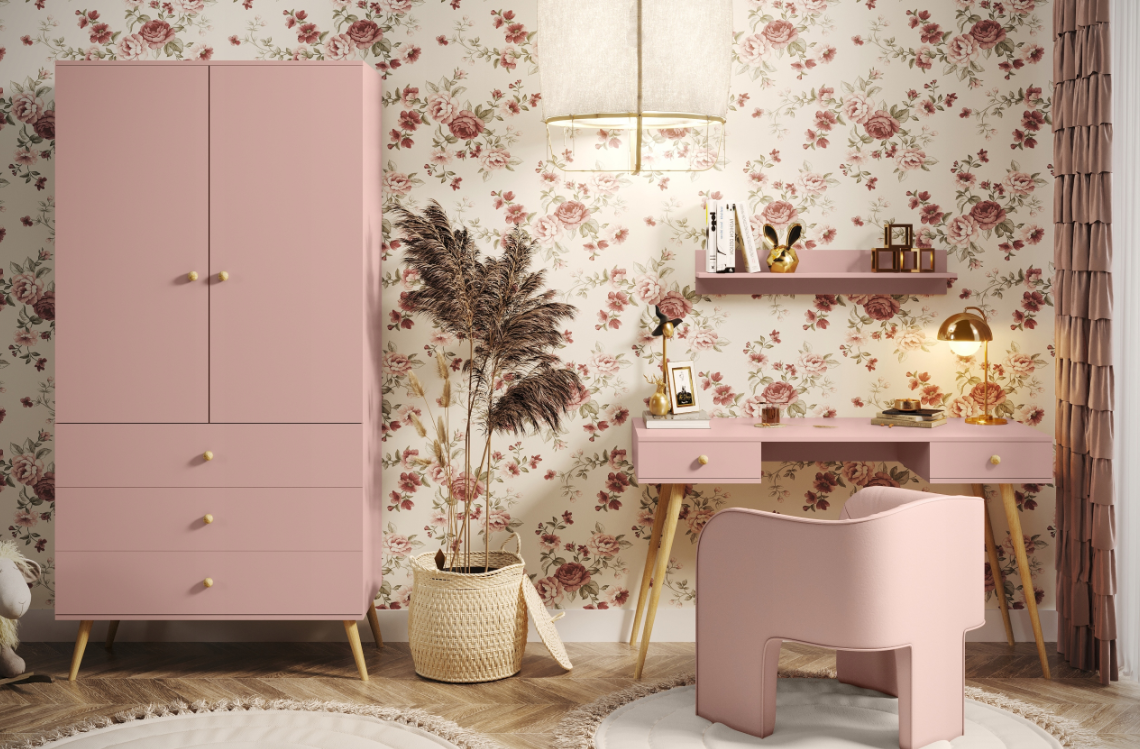 Meble ROSE kolor róż naturalny aranżacja